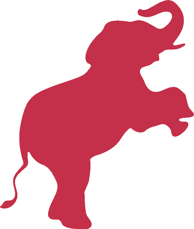 Red elephant silhouette